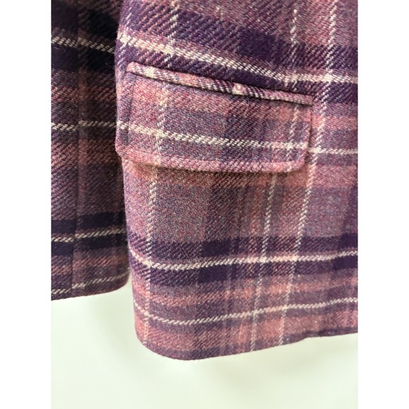 Vintage Chadwick's Wool Blazer Womens Sz 14 Boston Purple Plaid Preppy - Picture 7 of 14